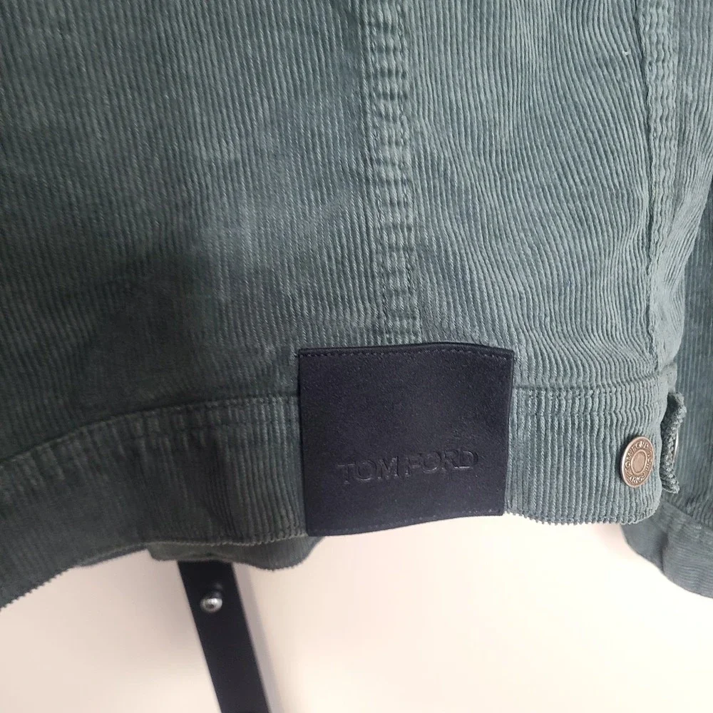 Tom Ford Corduroy Cotton Blend Green‎ Fitted Trucker Jacket Utilitarian L